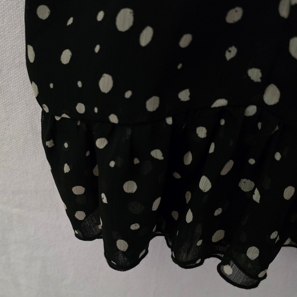 Urban Outfitters Ruffle Trim Rara Polka-Dot Mini-Skirt XL Black Tan Whimsigoth - Picture 9 of 12